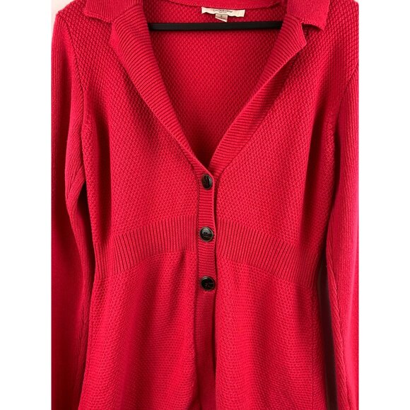 Liz Claiborne Red Knit Cardigan Sweater S Button Front - Picture 3 of 5